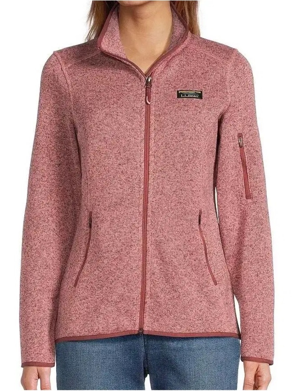 L.L.Bean Sweater Fleece Full-Zip Jacket Pink Size S
